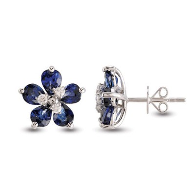 Earrings with 2.55 ct Sapphires and 0.13 ct Diamonds