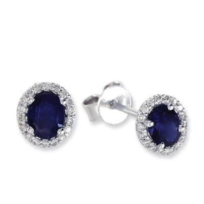 Earrings with 0.49 ct Sapphire and 0.16 ct Diamonds