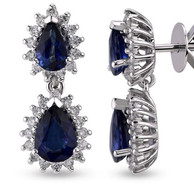Earrings with 2.57 ct Sapphires and 0.59 ct Diamonds