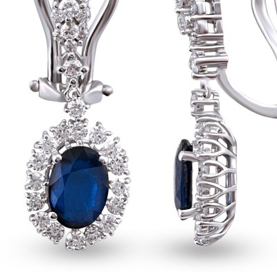 Earrings with 1.52 ct Sapphires and 0.84 ct Diamonds