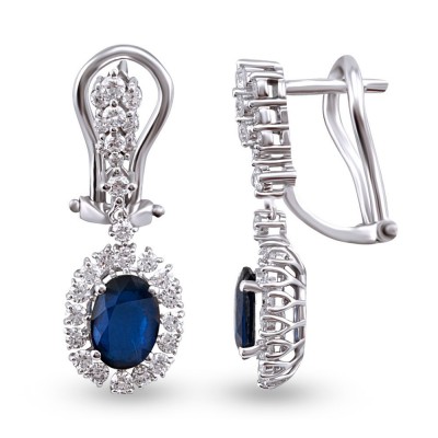 Earrings with 1.52 ct Sapphires and 0.84 ct Diamonds