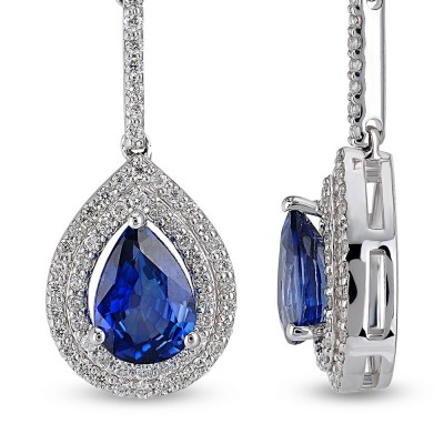 Earrings with 1.68 ct Sapphire and 0.40 ct Diamonds