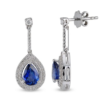 Earrings with 1.68 ct Sapphire and 0.40 ct Diamonds