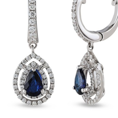 Earrings with 1.11 ct Sapphires and 0.55 ct Diamonds