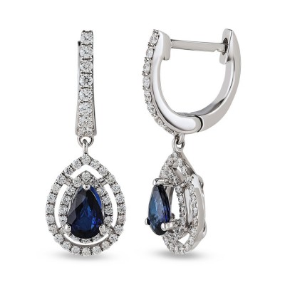 Earrings with 1.11 ct Sapphires and 0.55 ct Diamonds