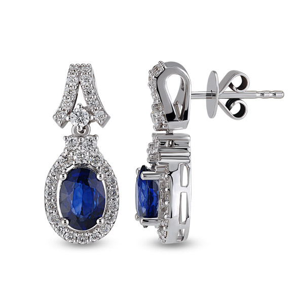 Earrings with 1.63 ct sapphires and 0.08 ct diamonds