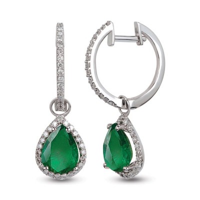 Earrings with 1.22 ct Emerald and 0.55 ct Diamonds