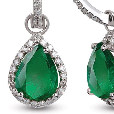 Earrings with 1.22 ct Emerald and 0.55 ct Diamonds
