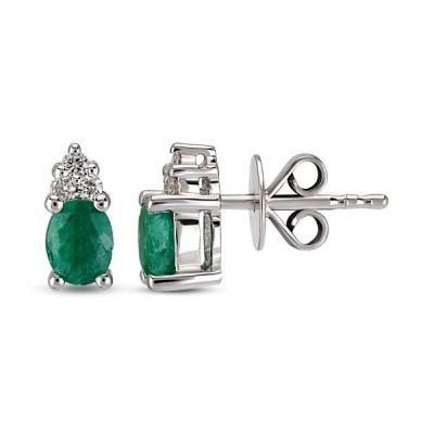 Earrings with 0.51 ct Emerald and 0.06 ct Diamonds