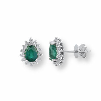 Earrings with 0.70 ct Emeralds and 0.30 ct Diamonds