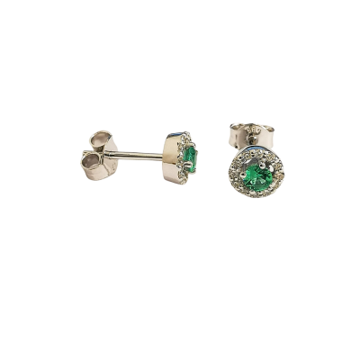 Earrings with 0.31 ct Emeralds and 0.16 ct Diamonds