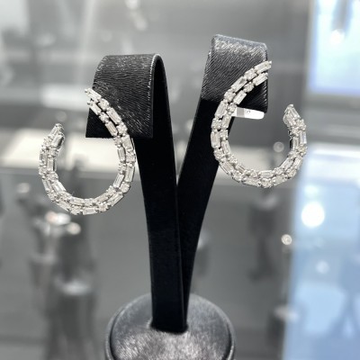 Fantasy Earrings with 1.88 ct Baget Diamonds and 0.94 ct Round Diamonds