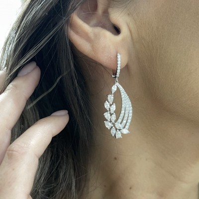 Fantasy 1.01 ct round diamond and 2.66 ct marquise marquise diamond earrings