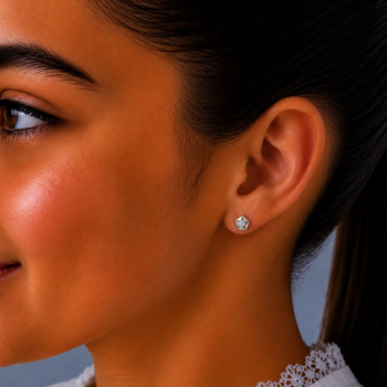 Pentagon Earrings with Diamonds 0.19ct