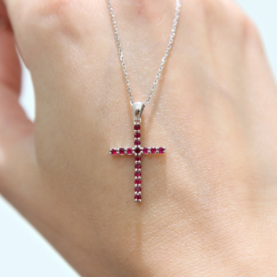 1.12 ct Ruby Cross Pendant
