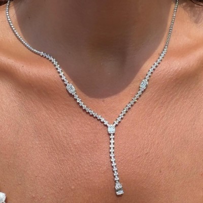 Necklace with 0.66 ct Baget Diamonds and 1.62 ct Round Diamonds