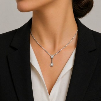 Necklace with 0.92 ct Baget Diamonds and 0.15 ct Round Diamonds