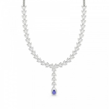 Necklace with 3.74 ct diamonds and 0.63 ct Tanzanite