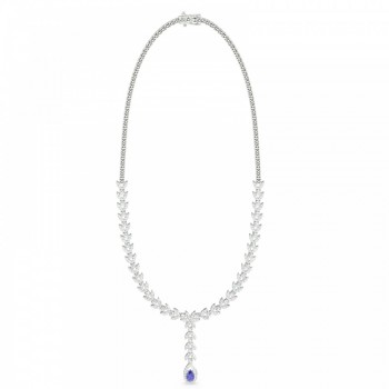 Necklace with 3.74 ct diamonds and 0.63 ct Tanzanite