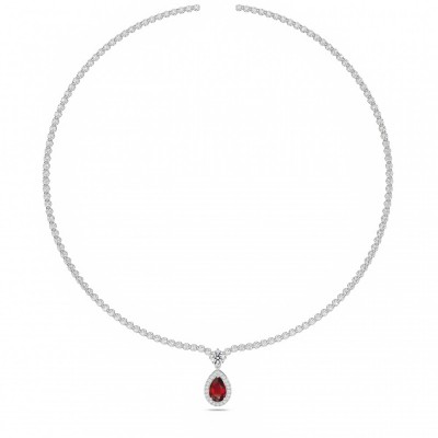 Necklace with 4.80 ct Diamonds and 1.00 ct Ruby