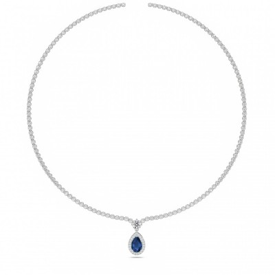 Necklace with 4.80 ct Diamonds and 1.30 ct Sapphire