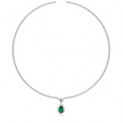 Necklace with 4.80 ct Diamonds and 2.00 ct Emerald