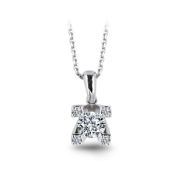 Pendant with 0.30 ct central diamond and 0.05 ct side diamonds