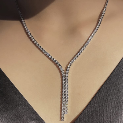 Tennis necklace with 4.90 ct diamonds