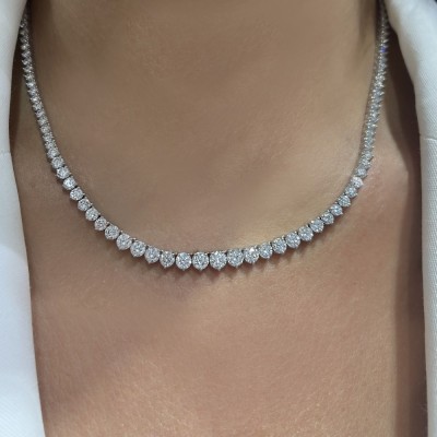 Tennis necklace with 14.34 ct diamonds