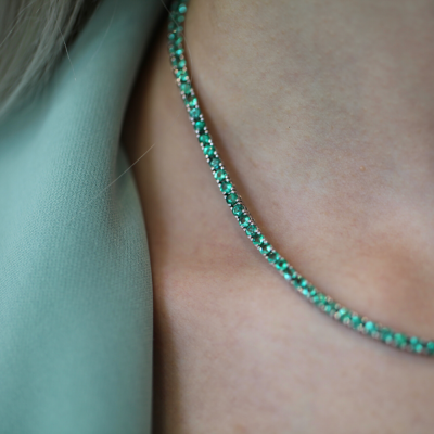 Tennis Necklace with 10.00 ct Emeralds