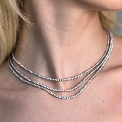 Tennis Triple Necklace with 14.45 ct Diamonds