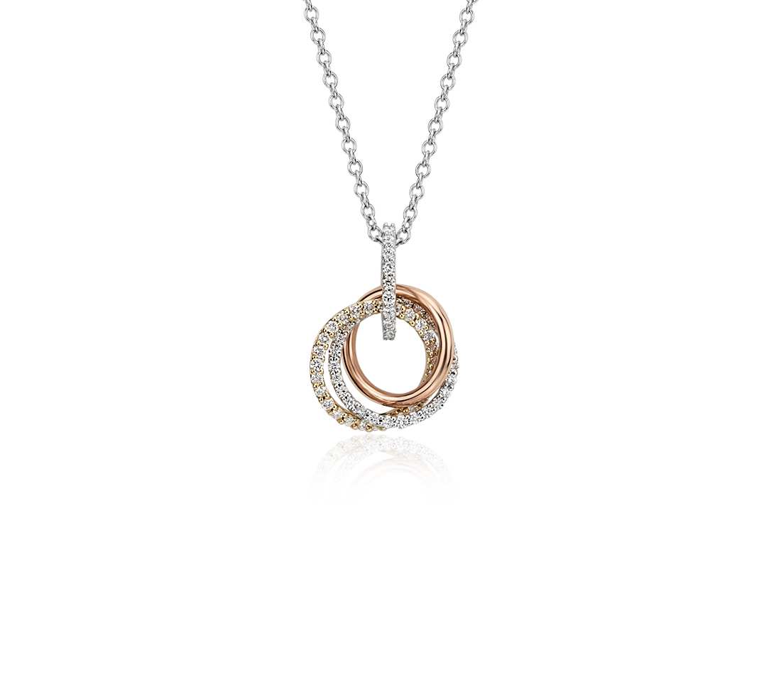 1.30 ct Tricolor Gold Pendant with Diamonds