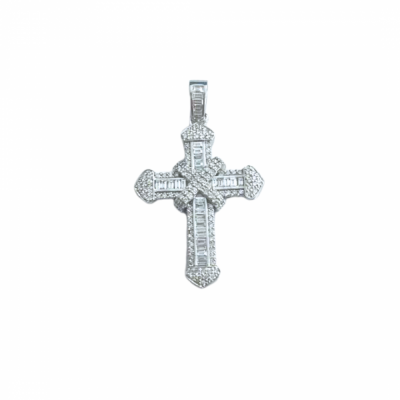 Cross pendant with baguette diamonds 0.66 ct and round diamonds 0.80 ct