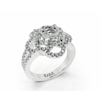 Ring with 0.14ct Baget diamonds, 0.18ct Marquise Cut diamonds and 0.51ct round diamonds