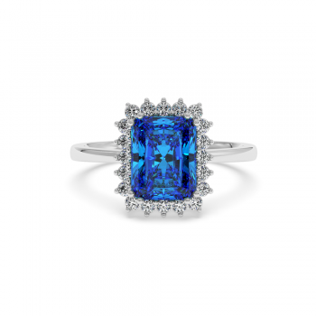 Ring with 2.87 ct Blue Topaz and 0.40 ct side diamonds
