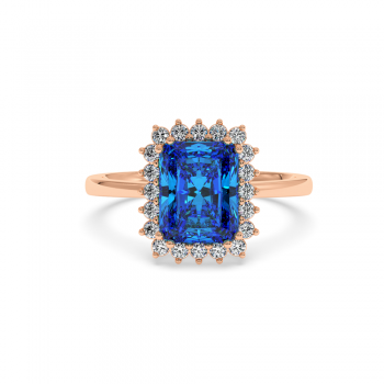 Ring with 2.87 ct Blue Topaz and 0.40 ct side diamonds