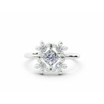 Ring with 0.33ct Cushion Cut center diamond and 0.05ct round diamonds