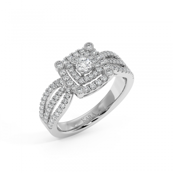Ring with 0.13 ct center diamond and 0.53 ct side diamonds