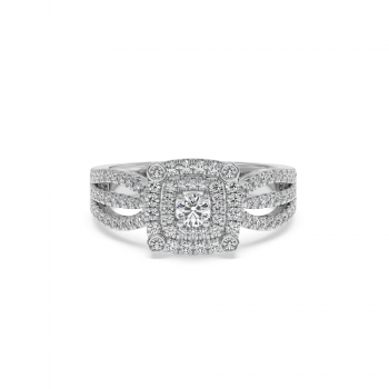 Ring with 0.13 ct center diamond and 0.53 ct side diamonds