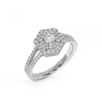 Ring with 0.16 ct center diamond and 0.47 ct side diamonds