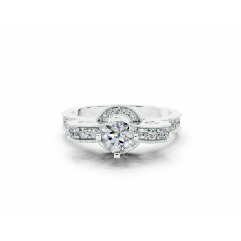 Ring with 0.37ct center diamond and 0.32ct side diamonds