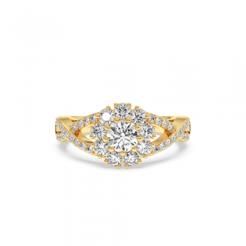 Ring with 0.47 ct center diamond and 0.87 ct side diamonds