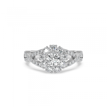 Ring with 0.47 ct center diamond and 0.87 ct side diamonds