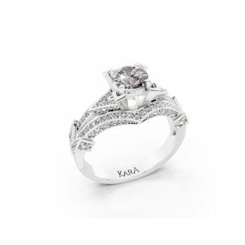 Ring with 0.80ct center diamond and 0.63ct side diamonds