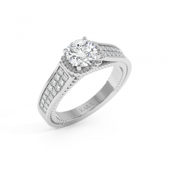 Ring with 1.00ct Center Diamond and 0.27ct Side Diamonds