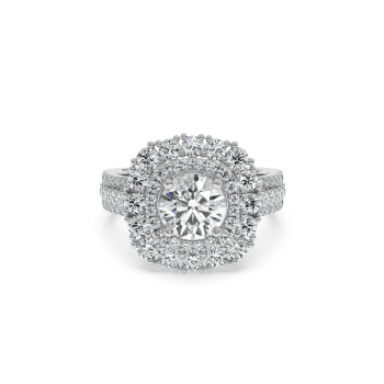Ring with 1.50ct Center Diamond and 1.38ct Side Diamonds