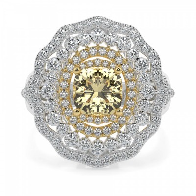 Ring with 1.51 ct center diamond and 1.08 ct side diamonds