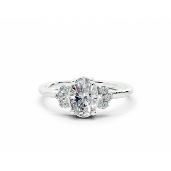 Oval Cut 0.66ct center diamond ring with 0.08ct round diamonds