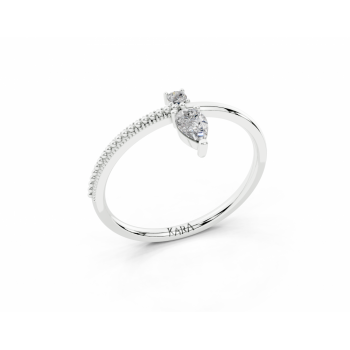 Ring with 0.17ct Pear Cut center diamond and 0.03ct round diamond