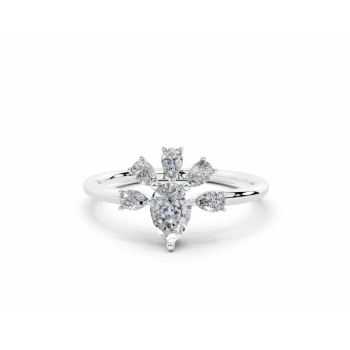 Ring with central 0.31ct Pear Cut diamond and side 0.28ct Pear Cut diamonds